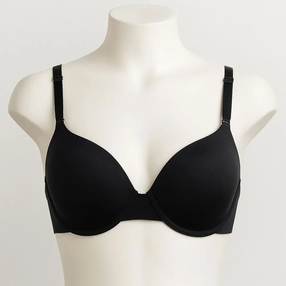 Soma Bra Vanishing Back Full Coverage 38B Solid Black Seamless Underwire NWT